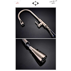 FLORA INOX 360° Dönebilen Çekilebilir Spiral Başlıklı Paslanmaz Mutfak & Banyo Bataryası – Yüksek Basınçlı Su Tasarrufu