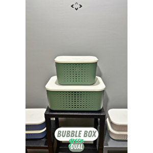 Bubble Box Dual İkili Kapaklı  Çok Amaçlı Dekoratif Kutu 2 Adet Saklama Kutusu Düzenleyici Organizer