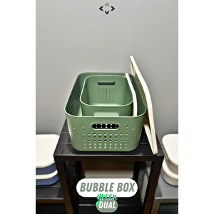 Bubble Box Dual İkili Kapaklı  Çok Amaçlı Dekoratif Kutu 2 Adet Saklama Kutusu Düzenleyici Organizer