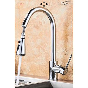 FLORA CHROME 360° Dönebilen Çekilebilir Spiral Başlıklı Paslanmaz Mutfak & Banyo Bataryası – Yüksek Basınçlı Su Tasarrufu