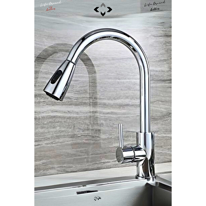 FLORA CHROME 360° Dönebilen Çekilebilir Spiral Başlıklı Paslanmaz Mutfak & Banyo Bataryası – Yüksek Basınçlı Su Tasarrufu