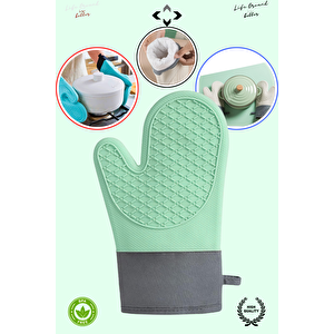 1 ADET %100 Silikon Yanmaz Yapışmaz GRİ  Silikon Fırın Eldiveni Mutfak Eldiveni Isıya Dayanıklı Eldiven