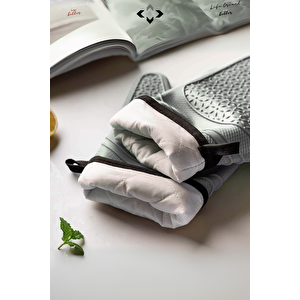 1 ADET %100 Silikon Yanmaz Yapışmaz GRİ  Silikon Fırın Eldiveni Mutfak Eldiveni Isıya Dayanıklı Eldiven