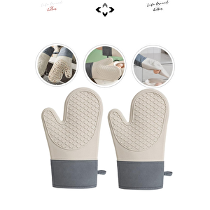 1 ADET %100 Silikon Yanmaz Yapışmaz GRİ  Silikon Fırın Eldiveni Mutfak Eldiveni Isıya Dayanıklı Eldiven