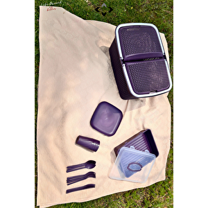 YENİ 23 PCS İnci Desenli 30LT Piknik Seti Mangal Barbekü Çantası Rattan Piknik Sepetli Set