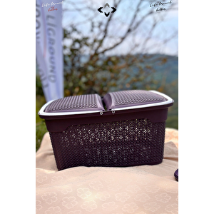YENİ 23 PCS İnci Desenli 30LT Piknik Seti Mangal Barbekü Çantası Rattan Piknik Sepetli Set