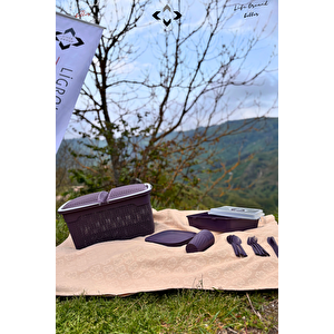 YENİ 23 PCS İnci Desenli 30LT Piknik Seti Mangal Barbekü Çantası Rattan Piknik Sepetli Set