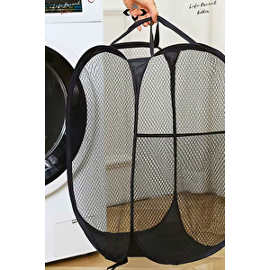 1 ADET Siyah 36 LT Katlanabilir Çamaşır Sepeti Hurç Oyuncak Kutusu Çok Amaçlı Katlanabilir File Çamaşırlık