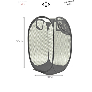 1 ADET Siyah 36 LT Katlanabilir Çamaşır Sepeti Hurç Oyuncak Kutusu Çok Amaçlı Katlanabilir File Çamaşırlık