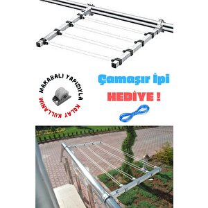 Paslanmaz Pratik Makaralı Küpeşte Çamaşır Askısı   Kurutmalık Çamaşırlık Çamaşır İpi Hediye