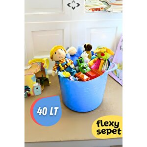 Flexy Esnek Oyuncak Sepeti   Çamaşır Sepeti   Düzenleyici 40 Lt Kırmızı Mavi