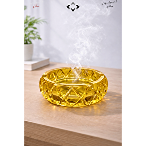 GOLD Kristal Bombeli Cam Küllük | Premium Ağır Cam | Şık & Modern Masaüstü Küllük