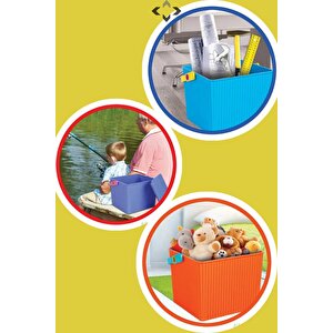 Green Clean Cube Kare Kapaklı Kulplu Temizlik Kovası Su Kovası Düzenleyici Kutu Oyuncak Saklama Kutu