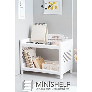 Minishelf 2 Katlı Çok Amaçlı Masaüstü Raf Düzenleyici Organizer Masaüstü Raf Iki Katlı Kolay Kurulum
