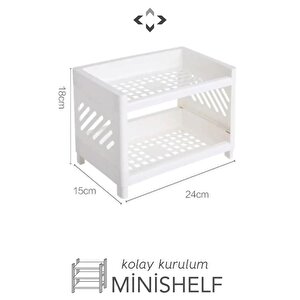 Minishelf 2 Katlı Çok Amaçlı Masaüstü Raf Düzenleyici Organizer Masaüstü Raf Iki Katlı Kolay Kurulum