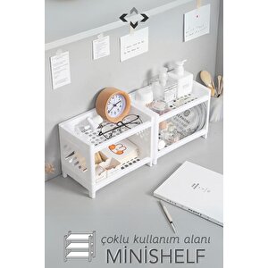 Minishelf 2 Katlı Çok Amaçlı Masaüstü Raf Düzenleyici Organizer Masaüstü Raf Iki Katlı Kolay Kurulum