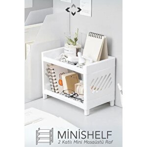 Minishelf 2 Katlı Çok Amaçlı Masaüstü Raf Düzenleyici Organizer Masaüstü Raf Iki Katlı Kolay Kurulum
