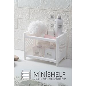 Minishelf 2 Katlı Çok Amaçlı Masaüstü Raf Düzenleyici Organizer Masaüstü Raf Iki Katlı Kolay Kurulum