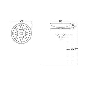 Diamente 42 Cm Lavabo Parlak Beyaz Lucco Tezgah Üstü