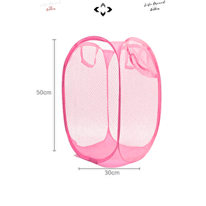1 PCS PEMBE Katlanabilir Çamaşır Sepeti Hurç Oyuncak Toplama Kutusu Çok Amaçlı Katlanabilir File Çamaşırlık