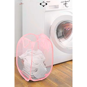 1 PCS PEMBE Katlanabilir Çamaşır Sepeti Hurç Oyuncak Toplama Kutusu Çok Amaçlı Katlanabilir File Çamaşırlık