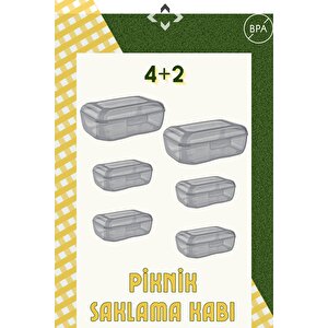 4 2 Kilitli Kapak Taşınabilir Şeffaf Saklama Kabı Yemek & Beslenme Kabı Piknik Saklama Kabı 6 Adet