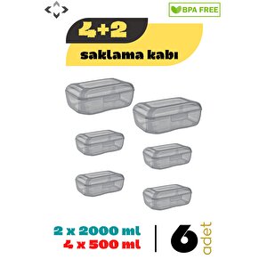 4 2 Kilitli Kapak Taşınabilir Şeffaf Saklama Kabı Yemek & Beslenme Kabı Piknik Saklama Kabı 6 Adet