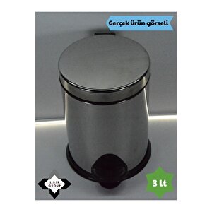Paslanmaz Krom Akıllı Klozet Fırçası & 3lt Pedallı Çöp Kovası Set