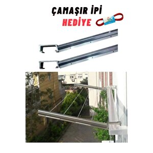 Paslanmaz %100 Alüminyum Kare Balkon Küpeşte   Cam Balkon Askısı   Çamaşır Kurutmalık 6x2,5 Cm