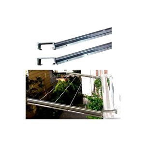 Paslanmaz %100 Alüminyum Kare Balkon Küpeşte   Cam Balkon Askısı   Çamaşır Kurutmalık 6x2,5 Cm