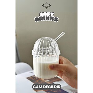 Soft Drink 2'li Pipetli Kristal Mika Smoothie Bardağı İçecek Meşrubat Bardağı Cam Değildir
