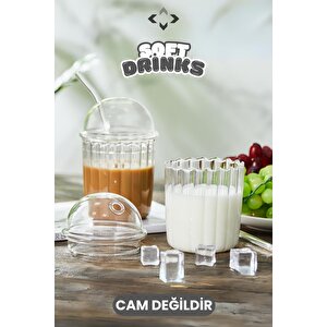 Soft Drink 2'li Pipetli Kristal Mika Smoothie Bardağı İçecek Meşrubat Bardağı Cam Değildir