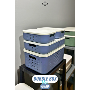 Bubble Box Quad 4 Adet Kapaklı Çok Amaçlı Dekoratif Kutu Saklama Kutusu Sepet Düzenleyici Organizer