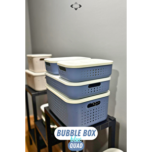 Bubble Box Quad 4 Adet Kapaklı Çok Amaçlı Dekoratif Kutu Saklama Kutusu Sepet Düzenleyici Organizer