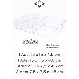 Shine 6 Pcs Organizer Düzenleyici Set Modüler Çekmece İçi Düzenleyici Organizer Set 6 Parça