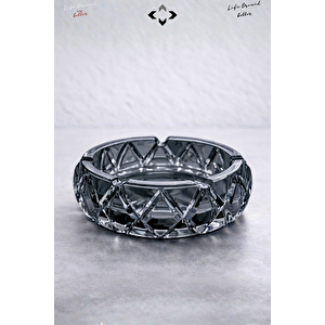 ANTRASİT Kristal Bombeli Cam Küllük | Premium Ağır Cam | Şık & Modern Masaüstü Küllük