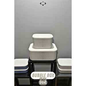Bubble Box Dual İkili Kapaklı  Çok Amaçlı Dekoratif Kutu 2 Adet Saklama Kutusu Düzenleyici Organizer