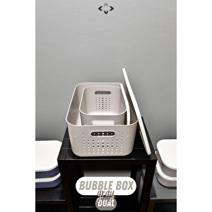 Bubble Box Dual İkili Kapaklı  Çok Amaçlı Dekoratif Kutu 2 Adet Saklama Kutusu Düzenleyici Organizer