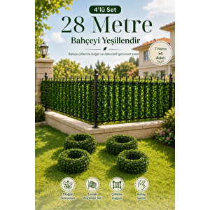 28 Metre Yapay Sarmaşık Çiçek Bahçe Balkon Çiti Küpeşte Korkuluk Süsü Dekoratif Yapraklı Tel Boru Gizleme