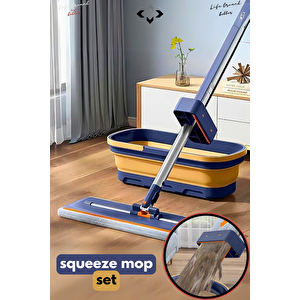NAVY squeeze mop set Katlanır Kovalı Sıkmalı Mop Seti Temizlik Mopu Mikrofiber Mop Set Paspas Kovası