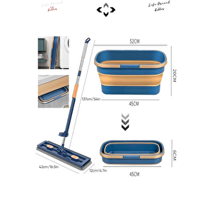 NAVY squeeze mop set Katlanır Kovalı Sıkmalı Mop Seti Temizlik Mopu Mikrofiber Mop Set Paspas Kovası