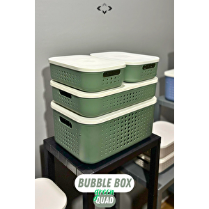 Bubble Box Quad 4 Adet Kapaklı Çok Amaçlı Dekoratif Kutu Saklama Kutusu Sepet Düzenleyici Organizer