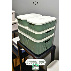 Bubble Box Quad 4 Adet Kapaklı Çok Amaçlı Dekoratif Kutu Saklama Kutusu Sepet Düzenleyici Organizer