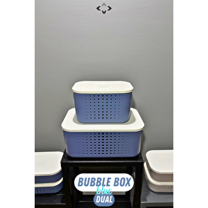Bubble Box Dual İkili Kapaklı  Çok Amaçlı Dekoratif Kutu 2 Adet Saklama Kutusu Düzenleyici Organizer