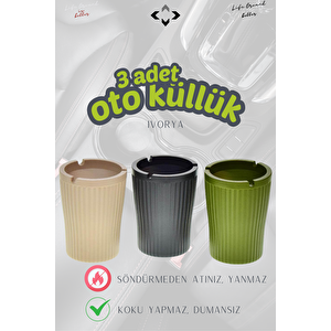 IVORYA 3 ADET Oto Küllük Çok Amaçlı Söndürmeden At Küllük Çizgi Desenli Bahçe Balkon Küllük