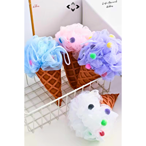 Sweety Fiber 3 Adet Dondurma Desenli Duş Banyo Kesesi Banyo Vücut Lifi Desenli Banyo Süngeri