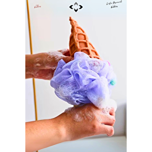 Sweety Fiber 3 Adet Dondurma Desenli Duş Banyo Kesesi Banyo Vücut Lifi Desenli Banyo Süngeri