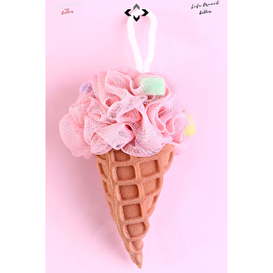 Sweety Fiber 3 Adet Dondurma Desenli Duş Banyo Kesesi Banyo Vücut Lifi Desenli Banyo Süngeri