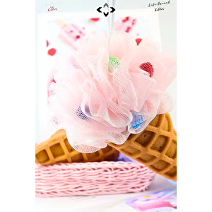 Sweety Fiber 3 Adet Dondurma Desenli Duş Banyo Kesesi Banyo Vücut Lifi Desenli Banyo Süngeri
