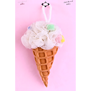 Sweety Fiber 3 Adet Dondurma Desenli Duş Banyo Kesesi Banyo Vücut Lifi Desenli Banyo Süngeri